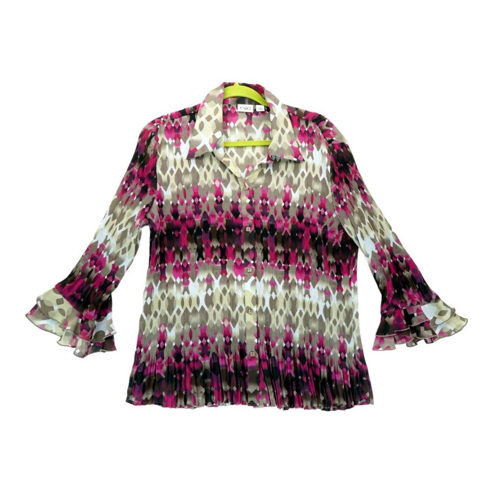 Women's Cato 3/4 Sleeves Button Shirt Size XL‎ Geometric print Polyester